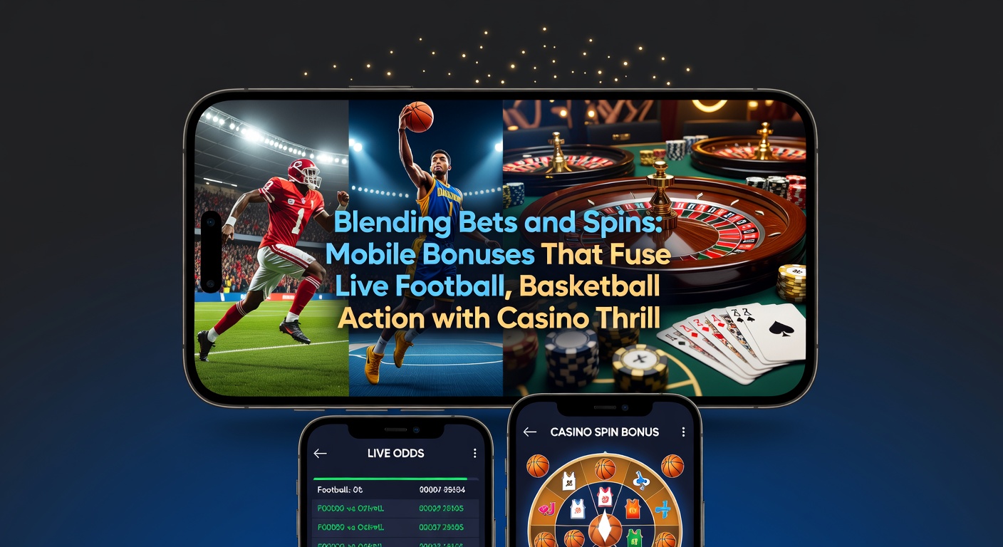 Schermafbeelding van een blending bonus in actie: live basketbalscore naast draaiend slotwiel met bonusaanbod