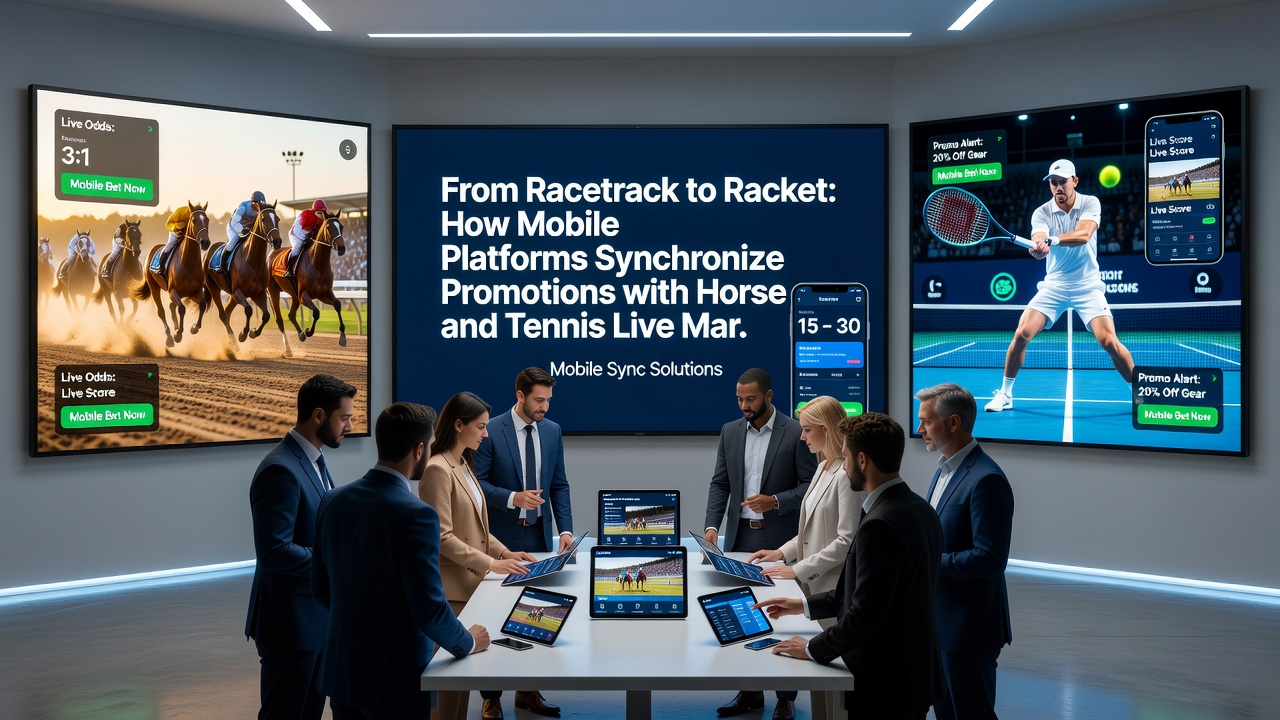 Gebruikersinterface met gesynchroniseerde promoties tijdens live tennis en paardrennen