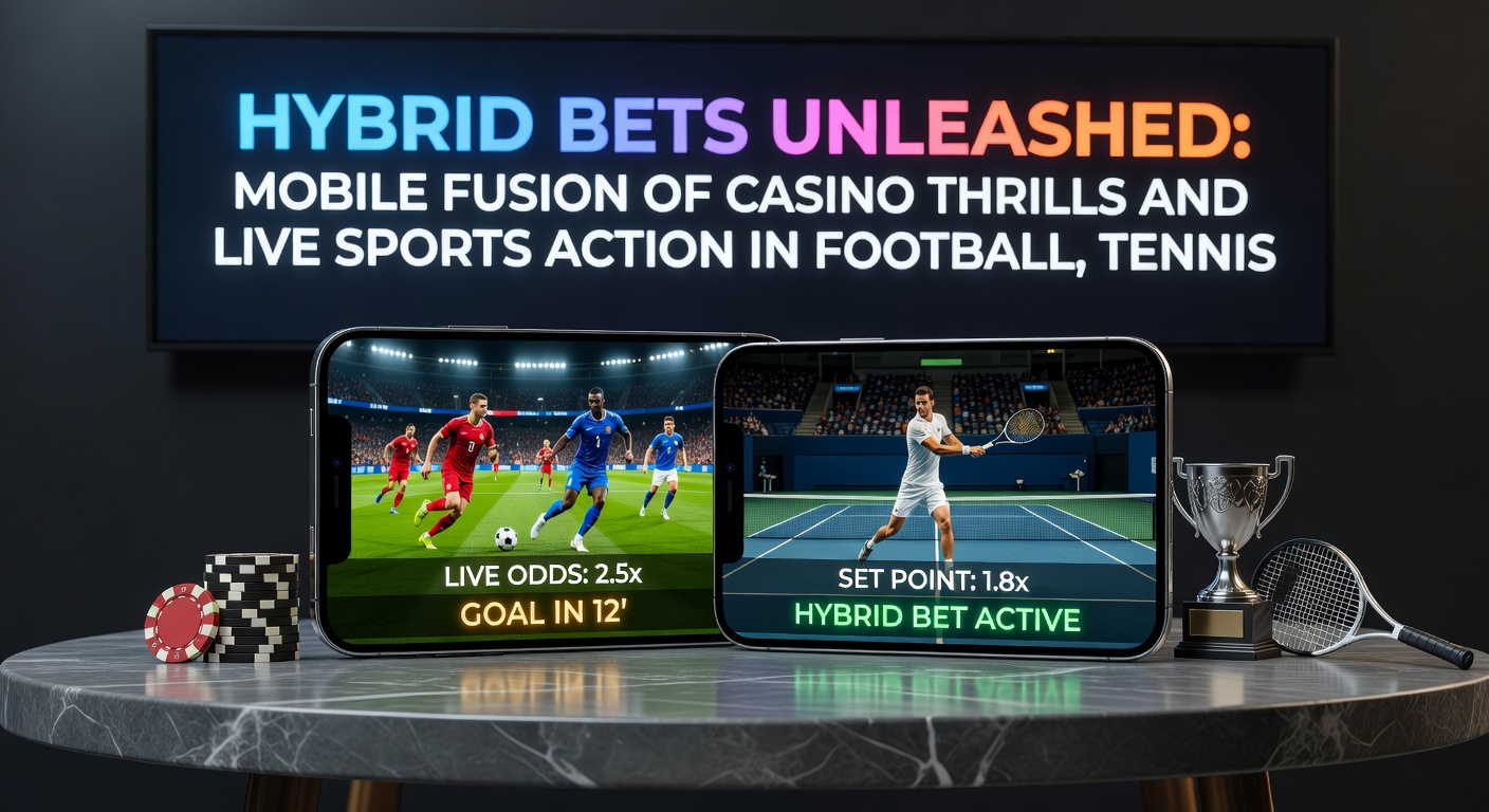 Dynamische hybride interface op smartphone met live basketbal buzzer-beater, tennis tiebreak en voetbal goal, plus actieve casino roulette en slots