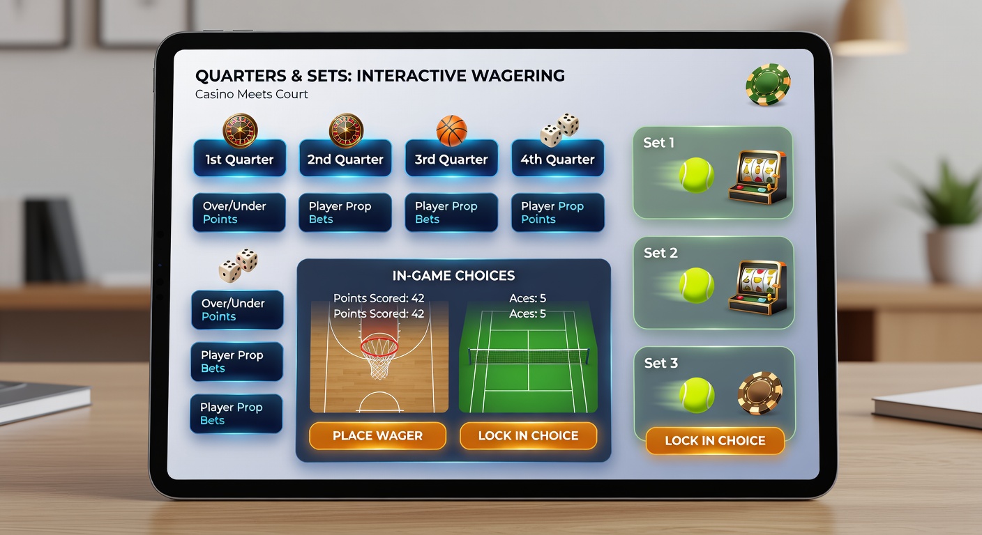 Smartphone scherm met casino features tijdens een tennis set en race lap