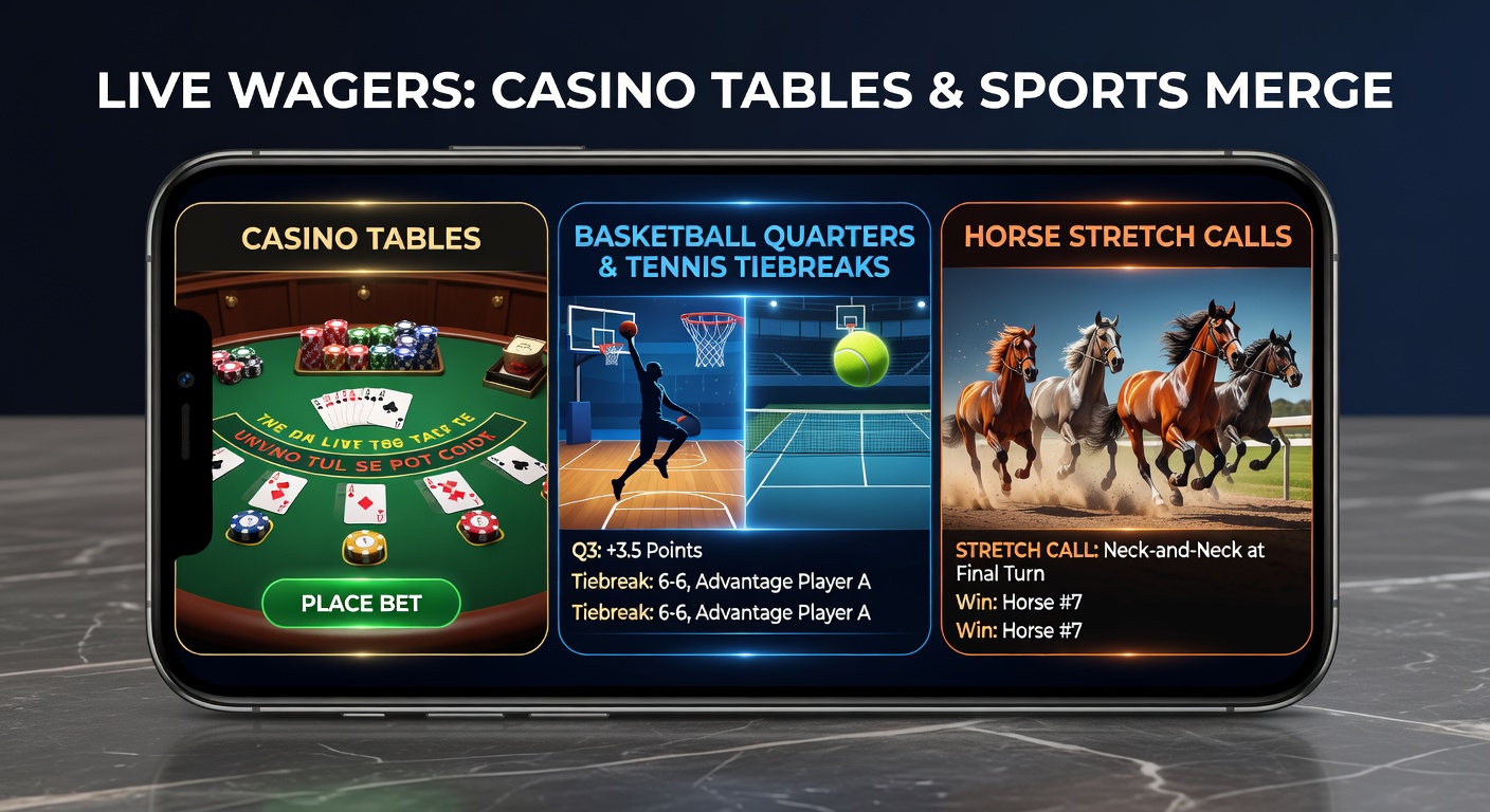 Mobiele interface die casinotafeels combineert met live sportweddenschappen op basketbal tennis en paardrennen