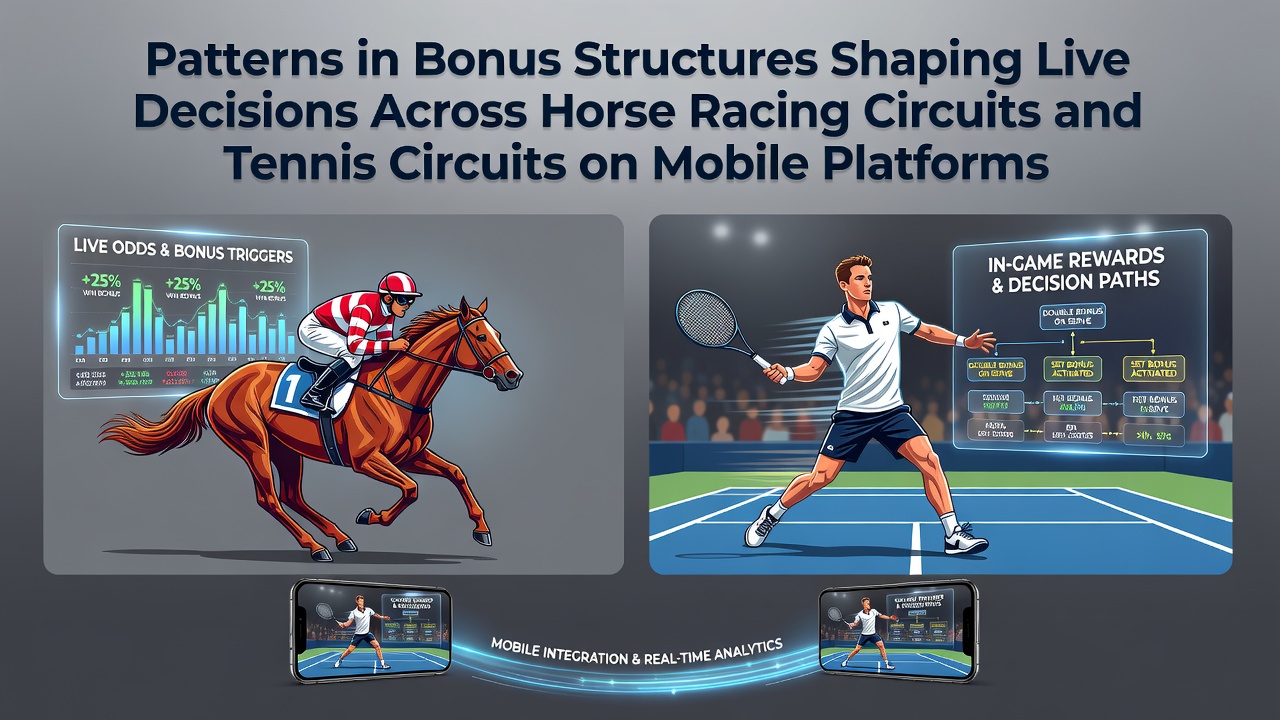 Mobiele app interfaces tonen bonuspatronen tijdens live paardenrennen en tenniswedstrijden